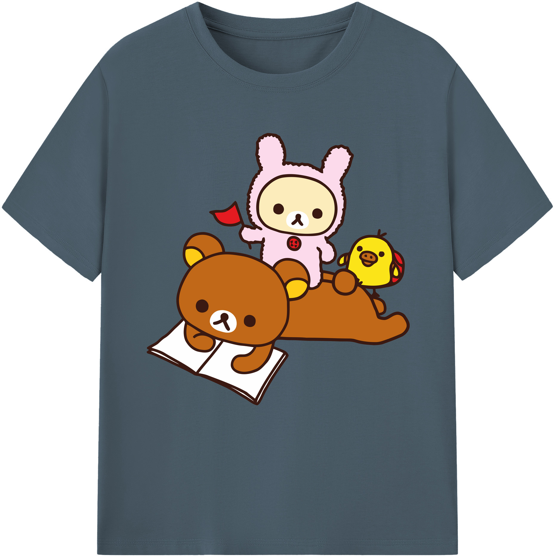 （画像用） リラックマ リラックマ キイロイトリ Rilakkuma Korilakkuma Kiiroitori 綿100％半袖Tシャツ（フロントプリント）